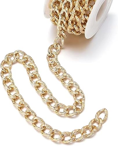 Vista 31 de N/C Cadenas de aluminio de 15 pies de eslabones de perlas de imitación, cadena de eslabones trenzados, cadenas de cable cruzado con colgante de 0