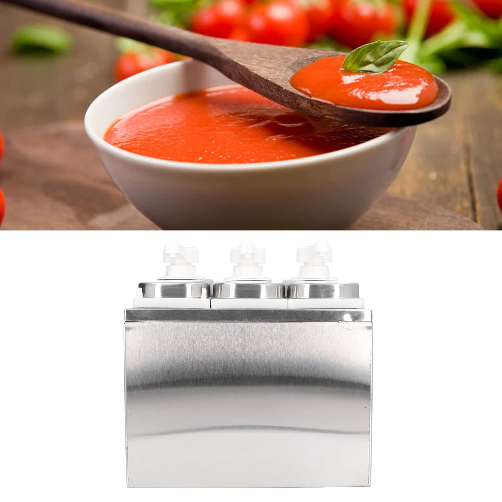Bomba Dispensadora Acero Inoxidable 1L para Condimentos Mermelada Ensalada 3 Bombas