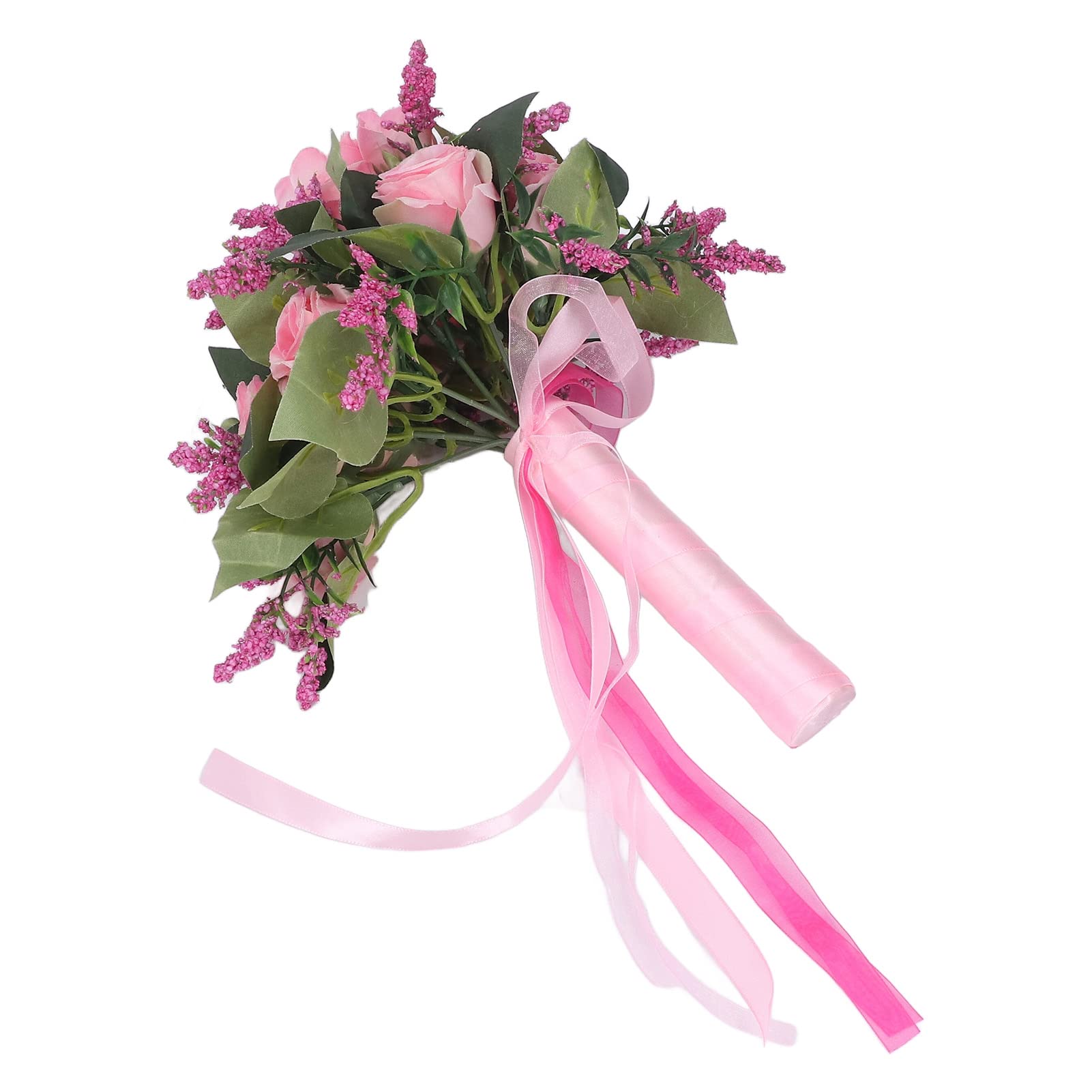 Bukiet ślubny symulacja sztucznej róży ślubny bukiet ślubny druhna trzymająca sztuczne kwiaty realistyczne(Pink)