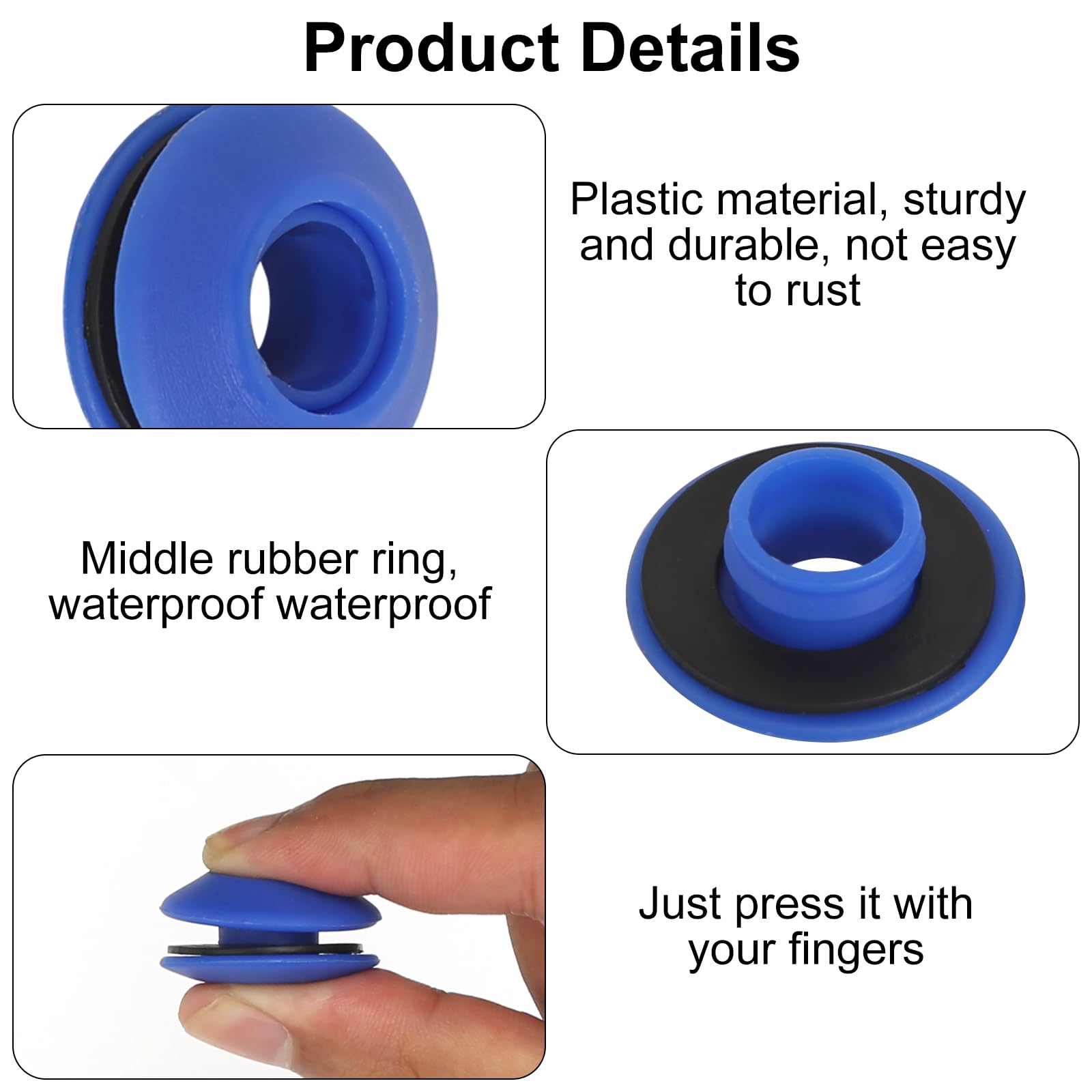 Occhielli Per Telone Autoperforanti - 50 Pezzi Nero, 28x28x12mm, Plastica Durevole - Foto 3