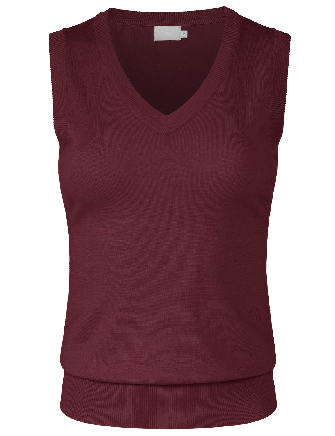 Women's Solid Basic V-Neck Sleeveless Soft Stretch Pullover Sweater Vest Top
