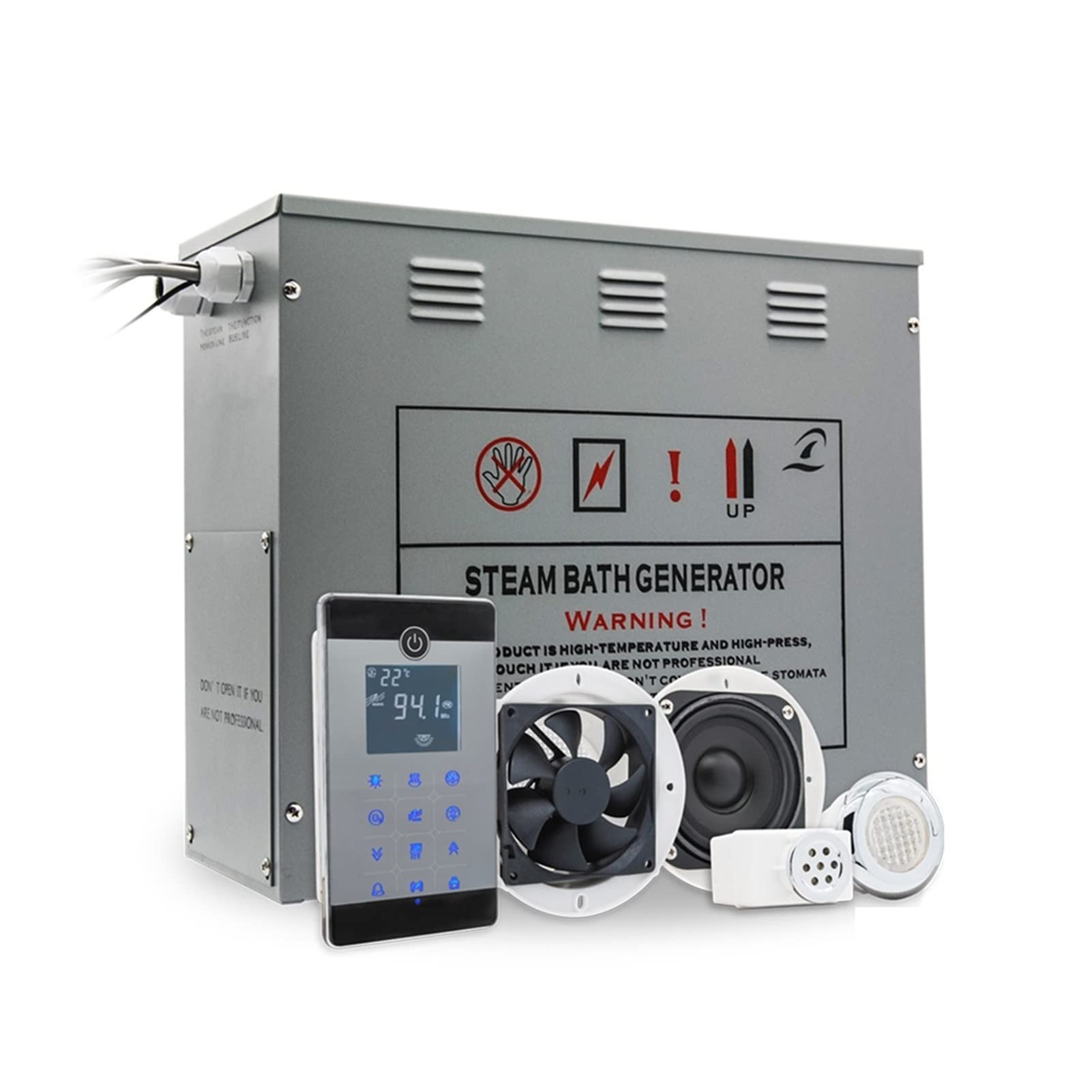 Piec do Sauny, Sauna grzejnik 9kW Czujnik temperatury Ustawienie czasu pary prysznic para łazienka sauna mosiężna auto odpływ IPX5 Wodoodporny pilot(VS-C090-9KW-BP)