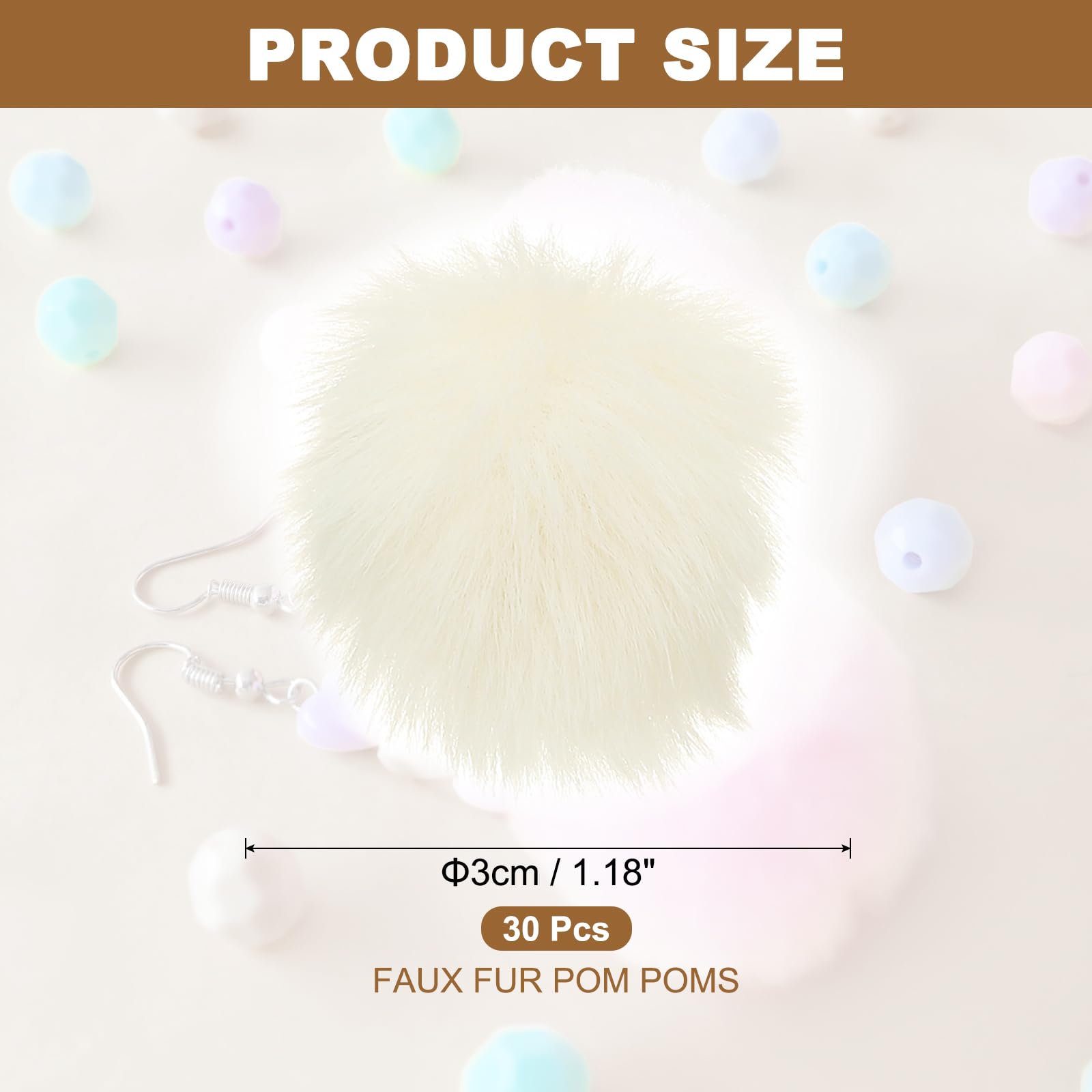 PATIKIL Faux Fur Pom Poms for Hats 30 Pcs Fluffy Soft Fur Poms Balls with Elastic Loop for Keychain Knitting Hats DIY Scarves Gloves Bag Christmas - Image 2