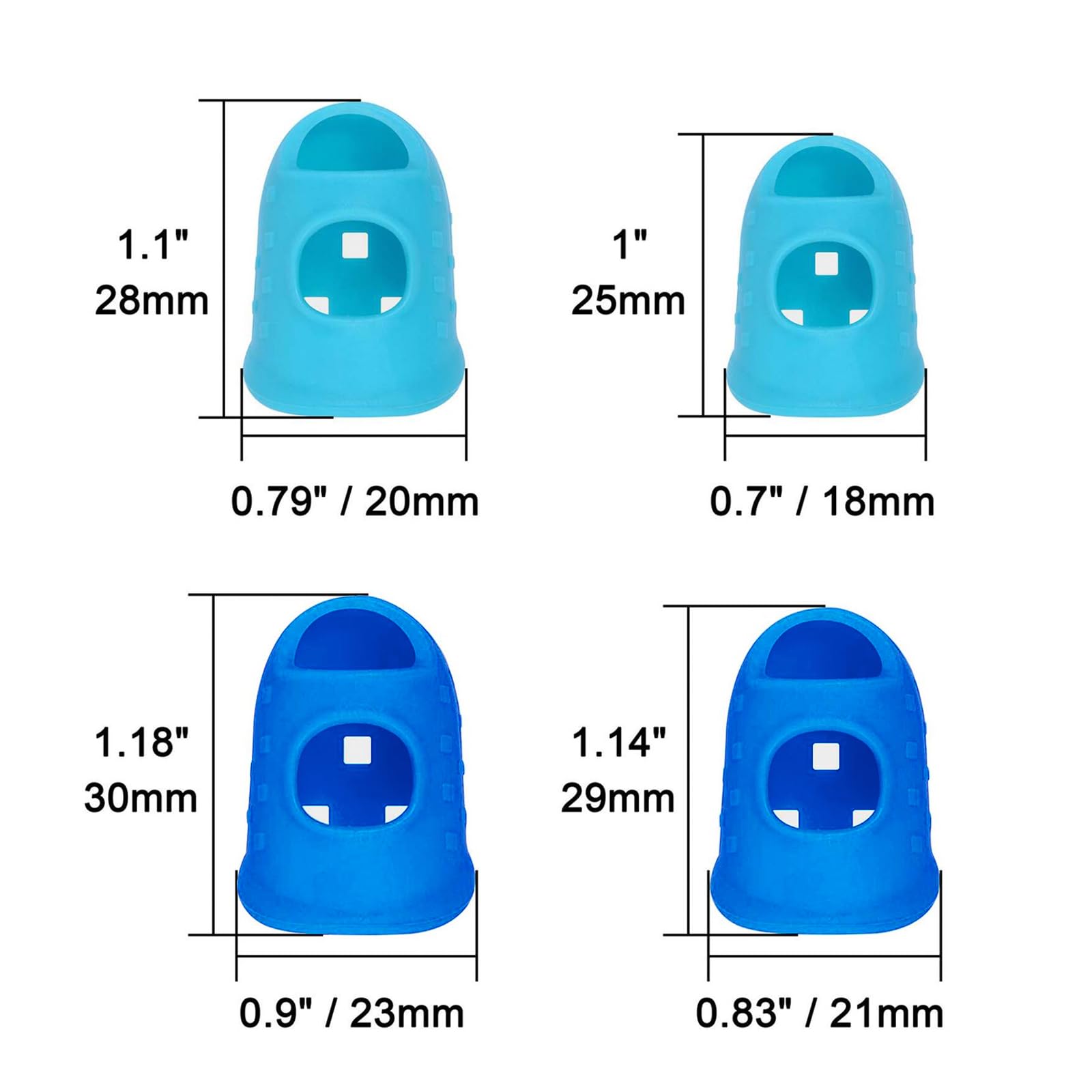16 Pcs Finger Tips 4 Sizes Silicone Finger Thimbles, Finger Protector Pads Cover Fingertip Grips for Sewing Knitting - Image 3