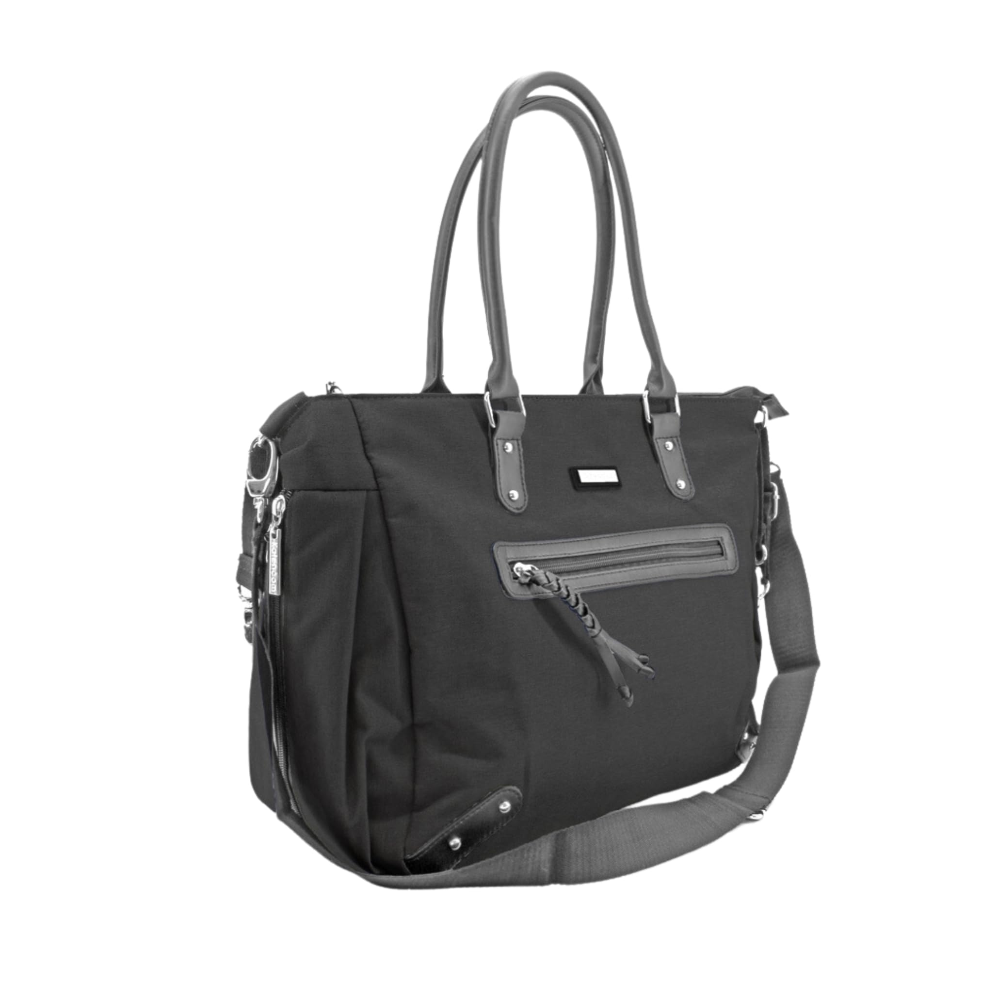 Borsa a tracolla per bambini, unisex, elegante borsa da viaggio con fasciatoio, borsa termica e supporto per passeggino, per mamma e papà, colore: nero