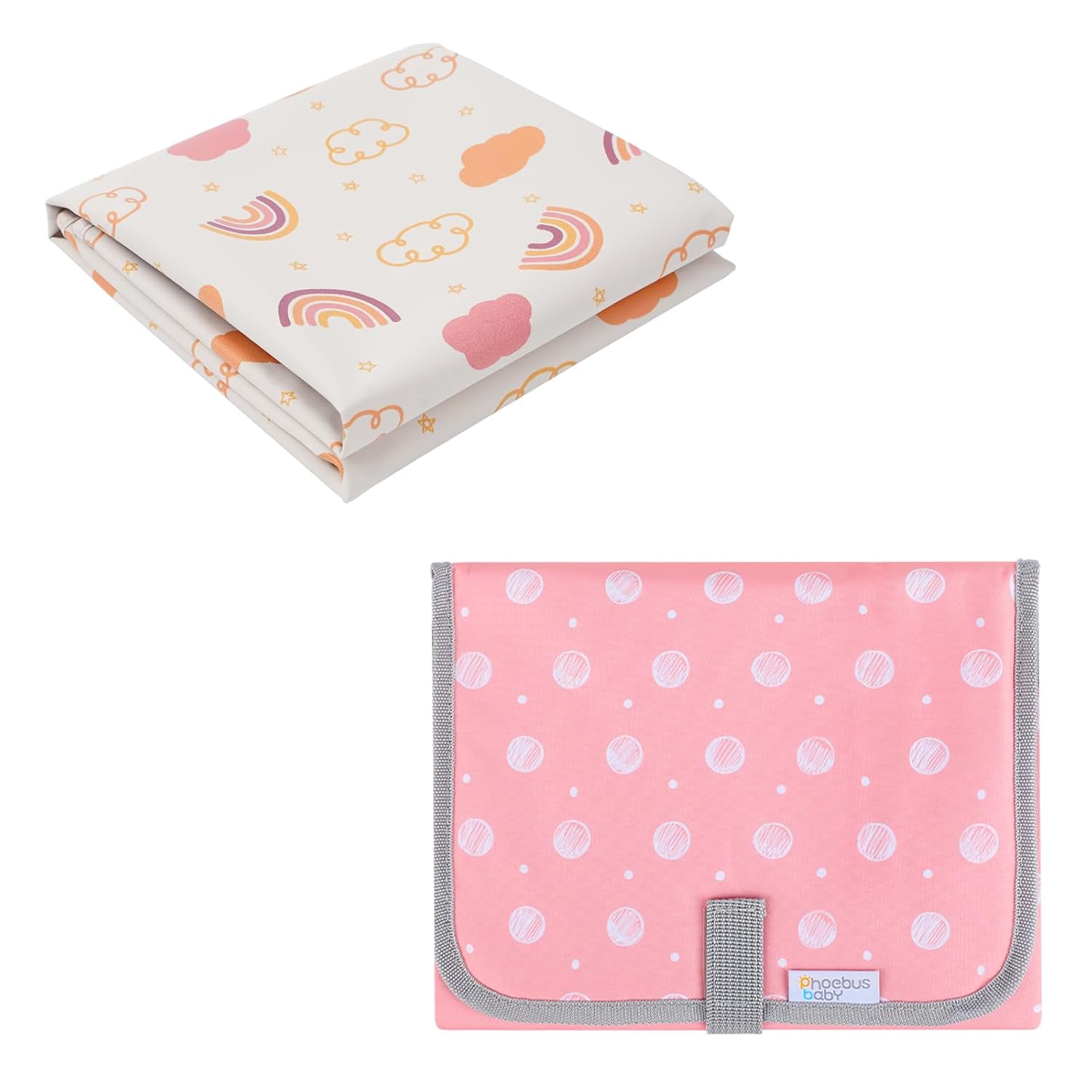 2 Sets PHOEBUS BABY Portable Changing Pad Travel - Waterproof Compact Diaper Changing Mat - Lightweight & Foldable Changing Station, Newborn Shower Gifts