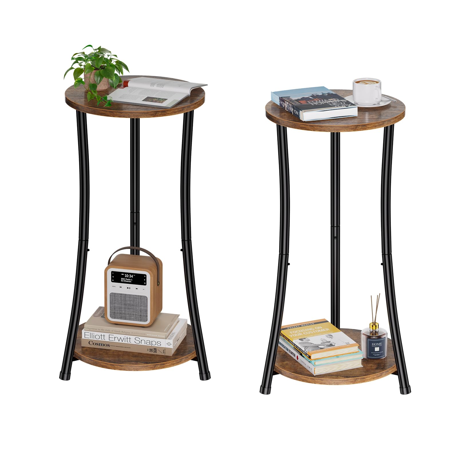 Round Two-Tier Side Table Set of 2