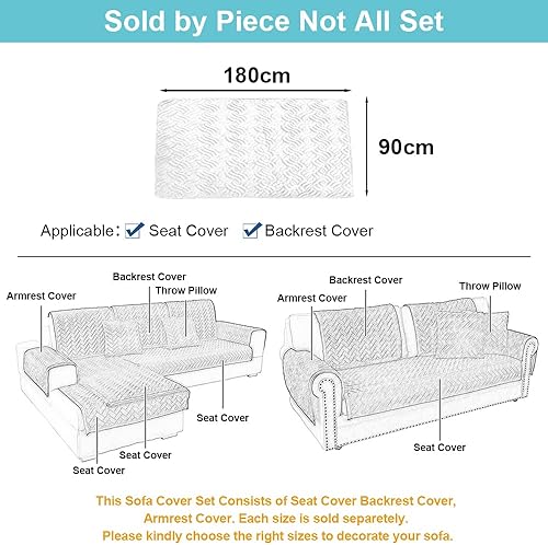 Miniatura 6 de Taiyang Fundas para sofá, fundas de sofá modular, funda de asiento para sofá de 3 cojines, funda de sofá de felpilla en espiga suave al tacto,