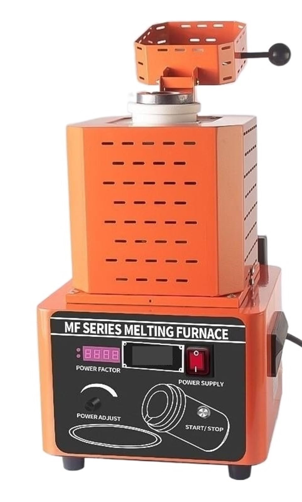 1600 °C Zwischenfrequenz-Goldschmelzofen, schnell schmelzender Gold- und Silber-Kupfer-Eisen-Aluminium-Edelstahl-Schmelzofen, Wasserumlauf-Tiegelofen Effizienz steigern((3KG) Orange)