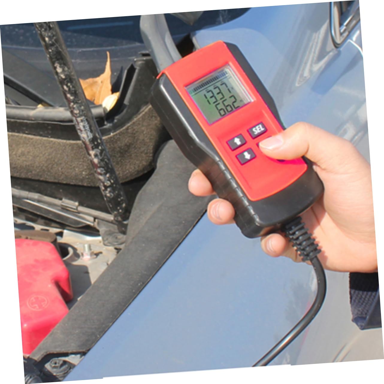 Tester per Batterie Auto Rossa 12v Analizzatore Digitale Risposta Rapida e Test Prolungato, Materiale Abs e Rame per Controllo Capacità e Resistenza della Batteria