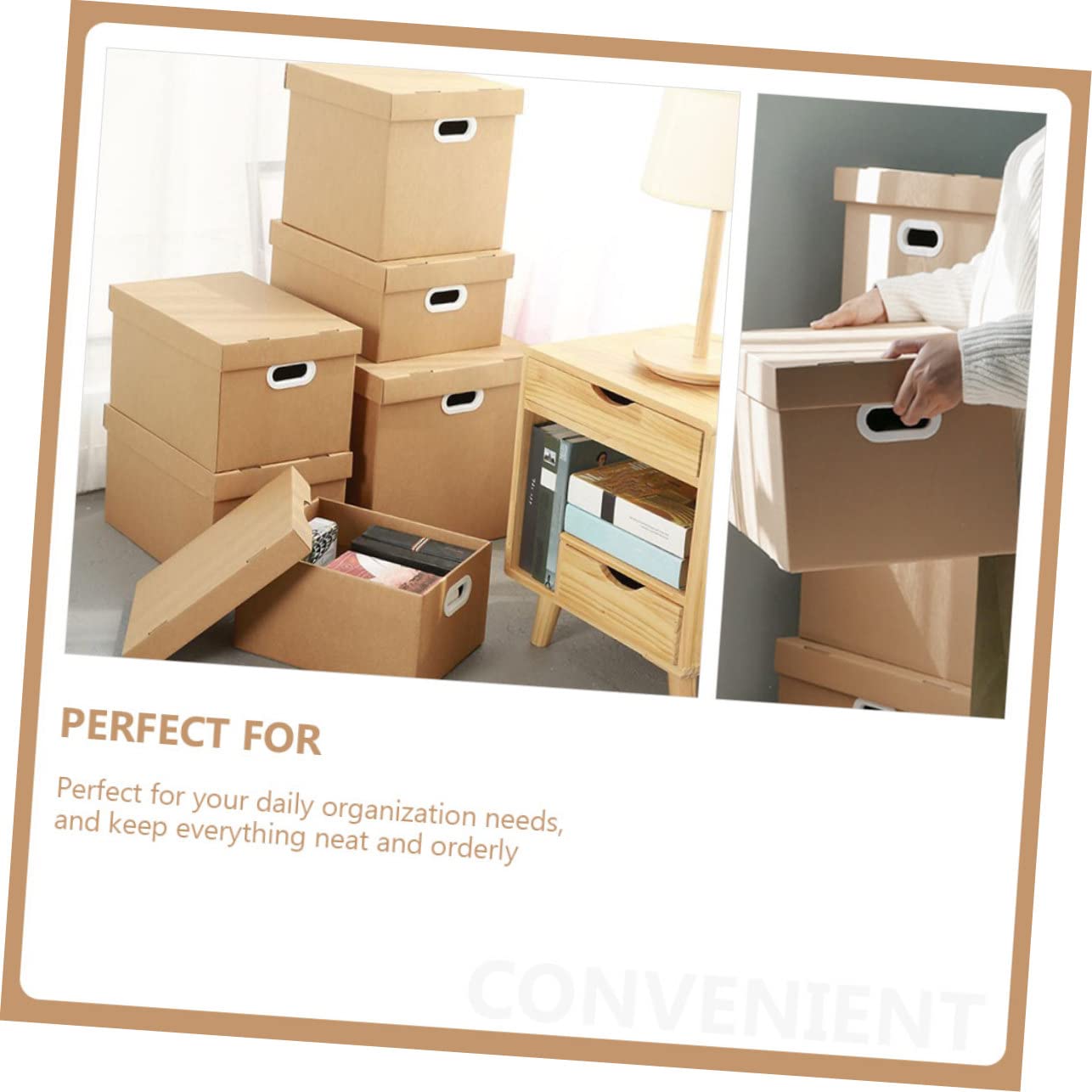 DOITOOL Papierablagebox aus Khaki Papier mit Deckel Tragbare Aktentasche und Akteneinsicht für Büro und Schule Stilvoller Aktenorganizer für Zuhause Dokumentenaufbewahrungskoffer