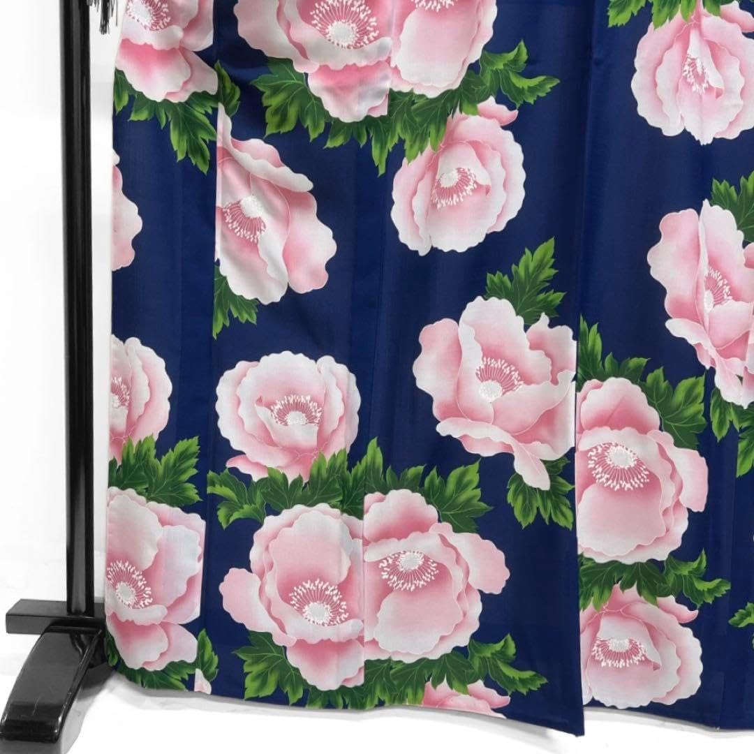 未着用　浴衣　牡丹　藍色　華やか　お洒落　着物　032a d 浴衣 牡丹 藍色 華やか お洒落 着物 032a d 未着用 浴衣 牡丹 藍