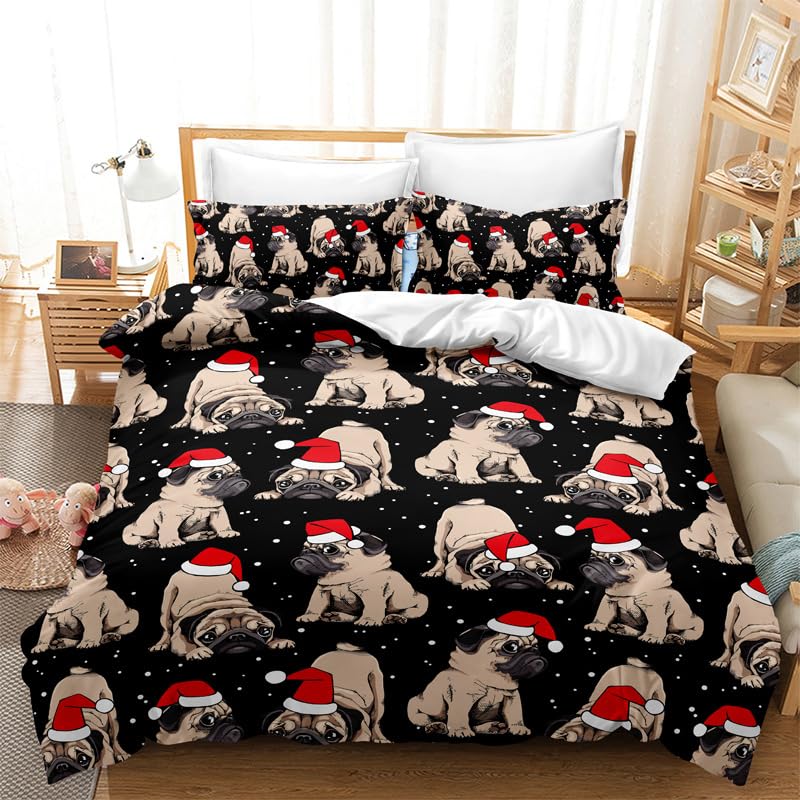 Housse de couette 220x240 microfibre douce 110g motif chien pour décoration de lit