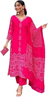 MITZO Kurta Sets for Woman || Kurta Sets for Women Cotton || Women Kurta Sets with Dupatta Cotton || Kurti Pant Set with D...