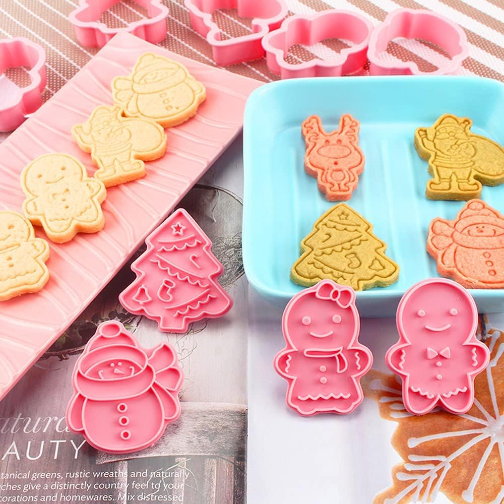 8 Formine Per Biscotti Di Natale 3D – Stampini In Plastica Con Motivi Pupazzo Di Neve, Albero, Alce, Per Fondant E Pasta Frolla - 4