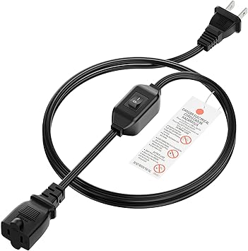 [6-Feet] On Off Switch Extension Cord, 2-Prong Polarized Extension Cord with On-Off Inline Switch 12A 125V for Your Chargers/Lamp/Power Adapters Etc, 16AWG Cord