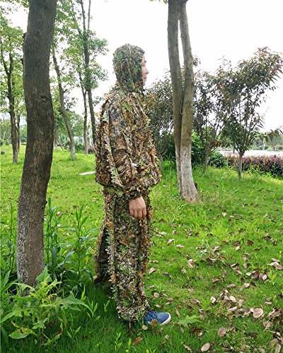 FORWO Ghillie Anzüge 3D Blätter Wald Camouflage Kleidung Outdoor Army Military Camo Kleidung für Jungle Jagd, Paintball, Airsoft, Wildlife Fotografie, Halloween (Erwachsener) – Bild 8