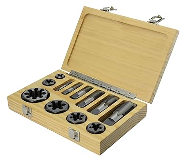 Drill America 12 Piece Carbon Steel NPT Pipe Tap and Die Set, 1/8