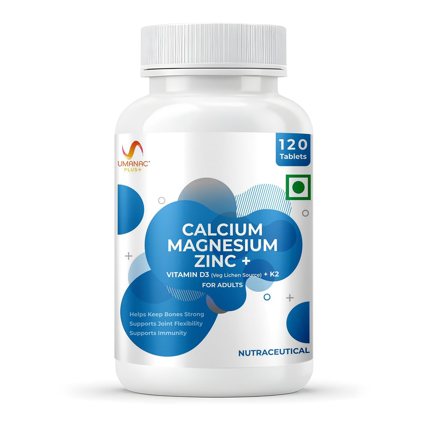 Umanac Plus Calcium Magnesium Zinc+ Tablets – Bone & Joint Support Supplement with Vitamin D3, B12, K2 – 120 Tablets | Immunity & Bone Strength Support for Men & Women-image-47