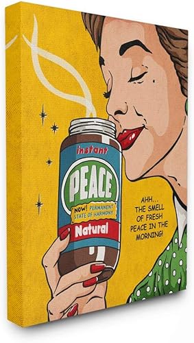 Stupell Industries Instant Peace - Lienzo, diseño de cómics, vintage, multicolor