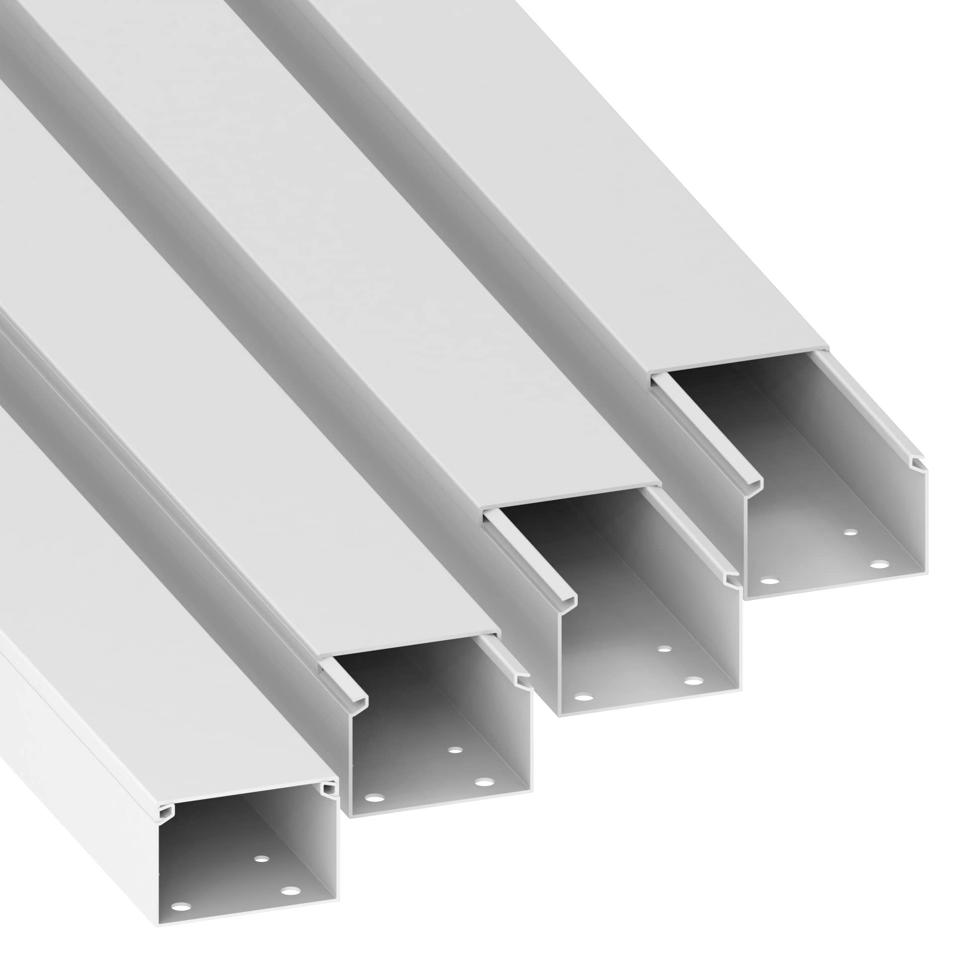 Habengut Kabelkanal (mit Montagelochung im Boden) 40x60 mm aus PVC, Farbe: Weiß, Länge 4 m (4 x 1 m Länge)