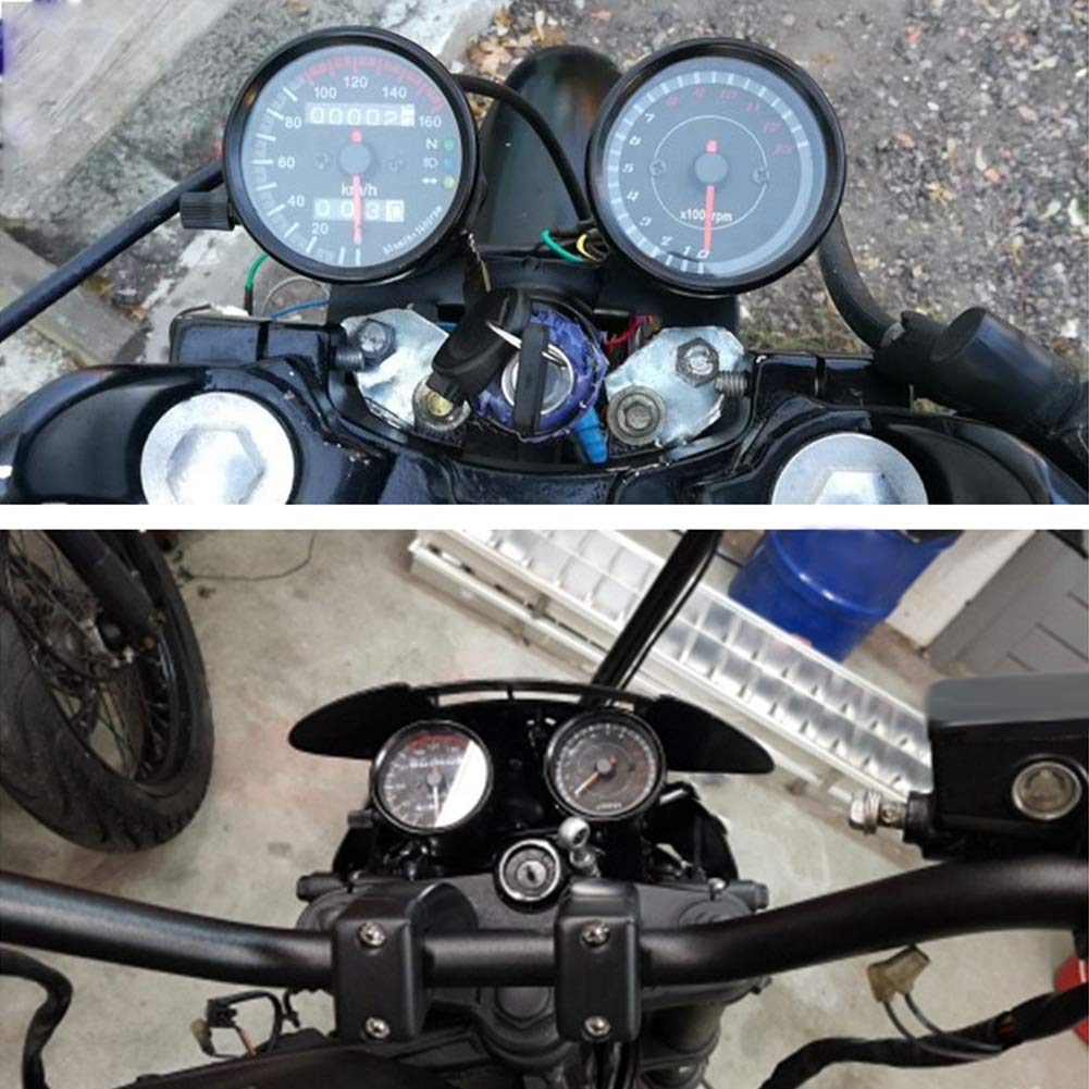 High Sensitivity Speedometer Tachometer Kit for Motorcycle with LED Backlight, Dual Odometer and Stainless Steel Shell