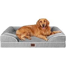 EHEYCIGA Orthopedic Dog Beds for Extra Large Dogs 44x32Inch, Waterproof Memory Foam XL Pet Bed with Sides, Non-Slip and Egg-Crate Foam Big Dog Couch Bed with Washable Removable Cover, Grey