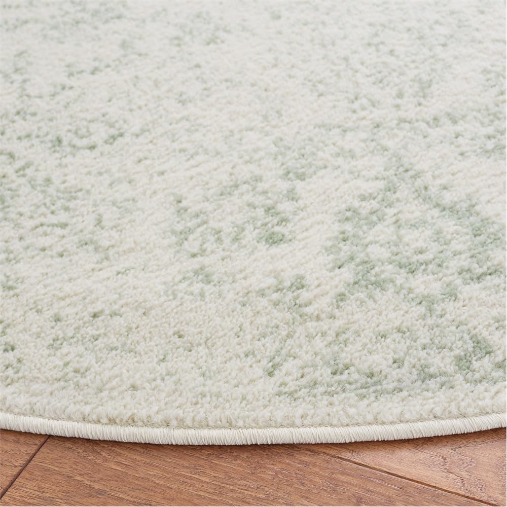 Safavieh Runder Teppich 235 cm Rund - Adirondack Collection - Transitional Design, Elfenbein & Salbei, Pflegeleichte Synthetikmischung, Ideal für Wohnzimmer, Schlafzimmer, Büro