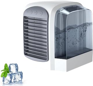 Aire acondicionado Breeze Box, ventilador Breezebox, aire acondicionado portátil Breeze Box, enfriador de aire personal 3 en 1 alimentado por USB, efecto de enfriamiento rápido (GREY)