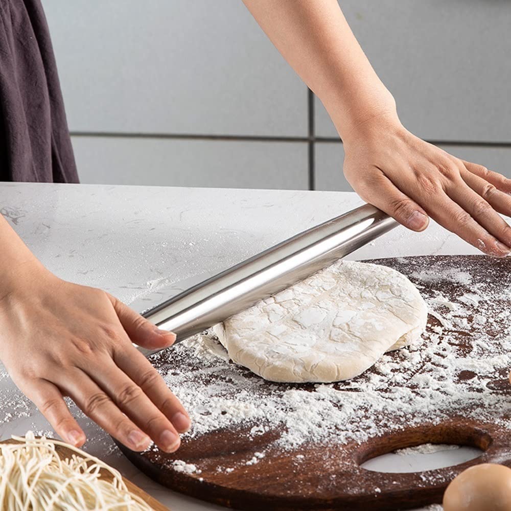 Nudelholz 304 Edelstahl Nudelholz Haushalt Nudelholz Knödel Haut Trocken Nudel Backen Werkzeug Küchengeräte