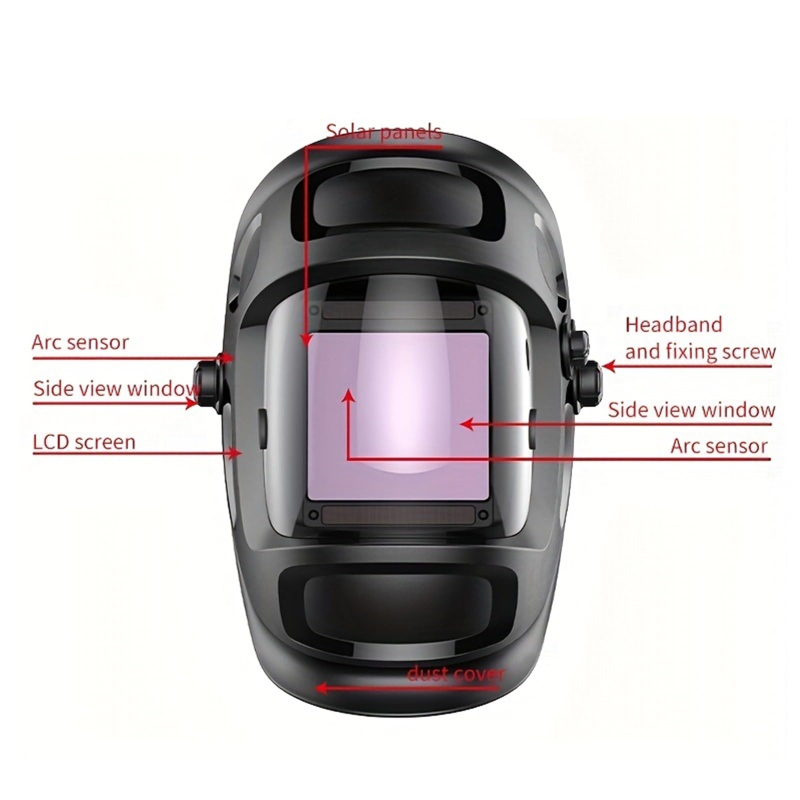 Careta Soldar, Mascara Soldar Máscara/casco/gorra de soldadura eléctrica con oscurecimiento automático solar y pantalla de arco grande for herramientas de corte y soldadura(Black 800F TX)