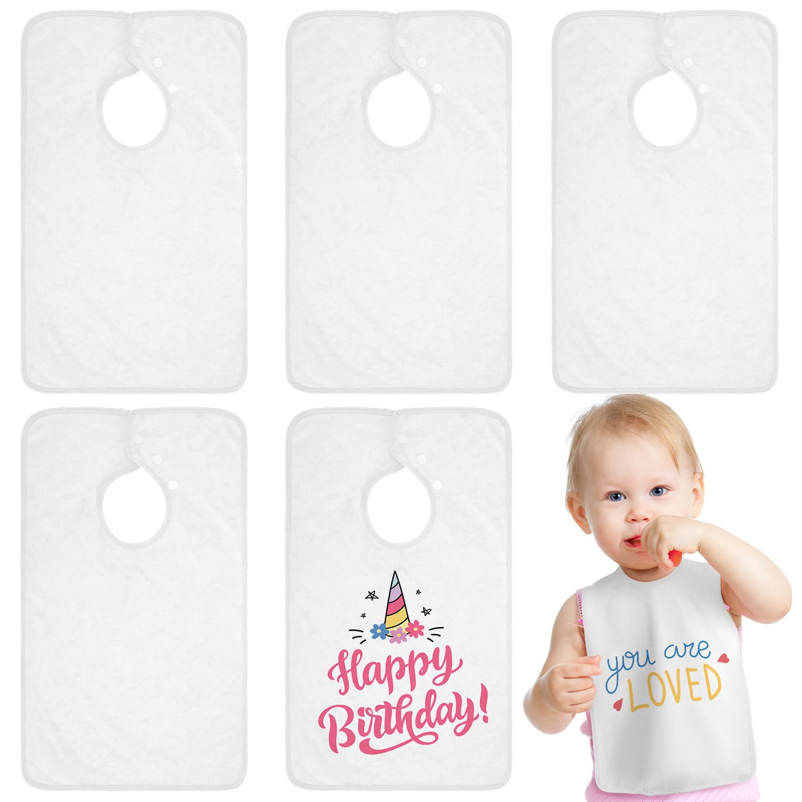 Hercicy Full Coverage Pullover Toddler Baby Bibs Terry Cloth Bibs with Snap Button for 0-4 Years Unisex Feeding Drooling