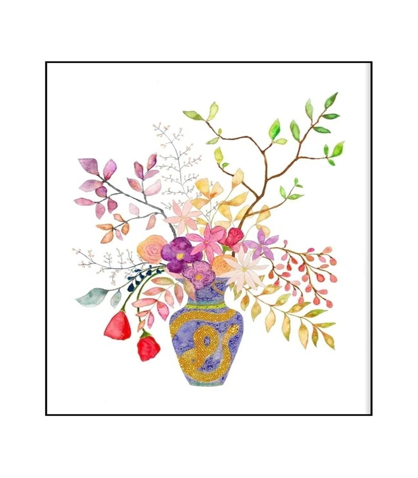 Xenite H Wall Art Canvas Prints Watercolor Flower Vase Floral Plant Wall Art Canvas Painting Nordic Posters For Living Room Ome Decor(,40X50cm)