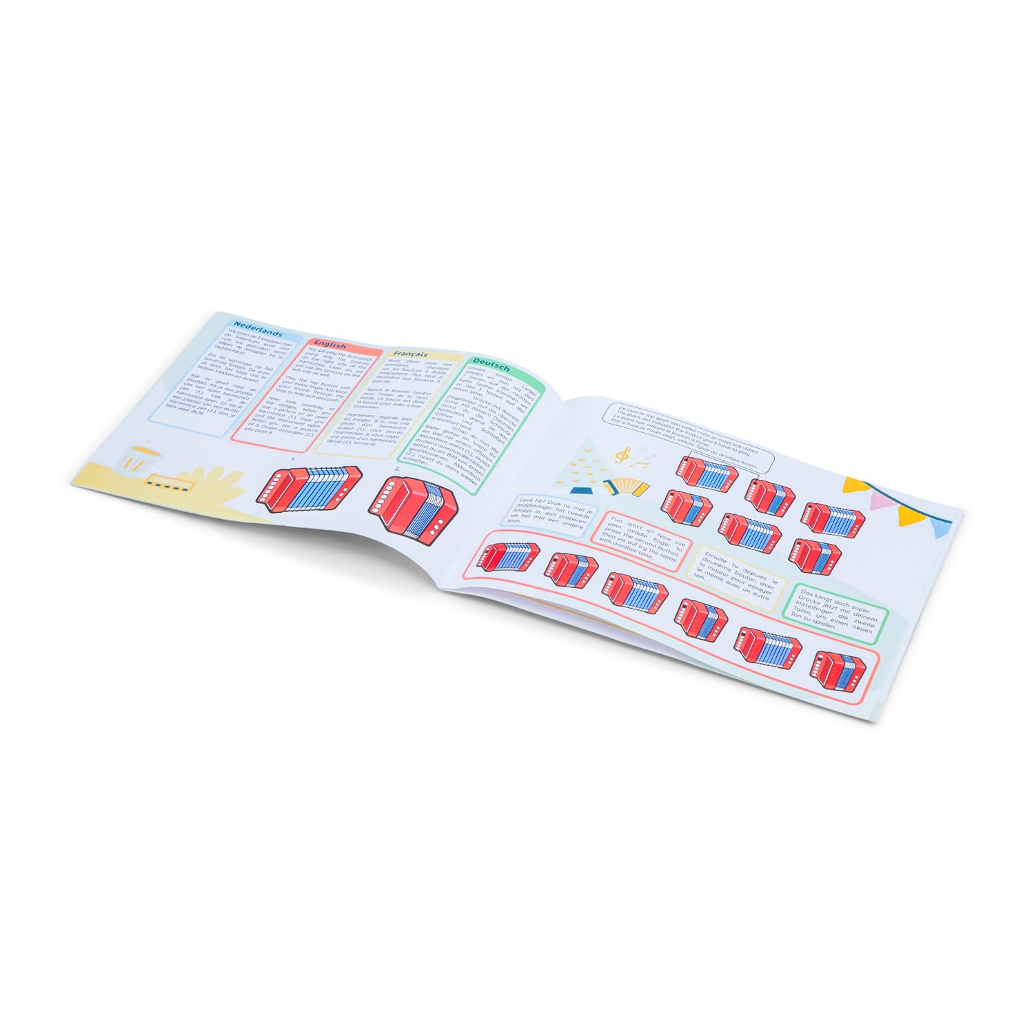 Woet® Acordeón de Juguete Rojo para Niños, Instrumento Musical con Libro de Canciones y 8 Canciones, Juguete Educativo para Principiantes, Desarrollo Musical, A Partir de 3 Años