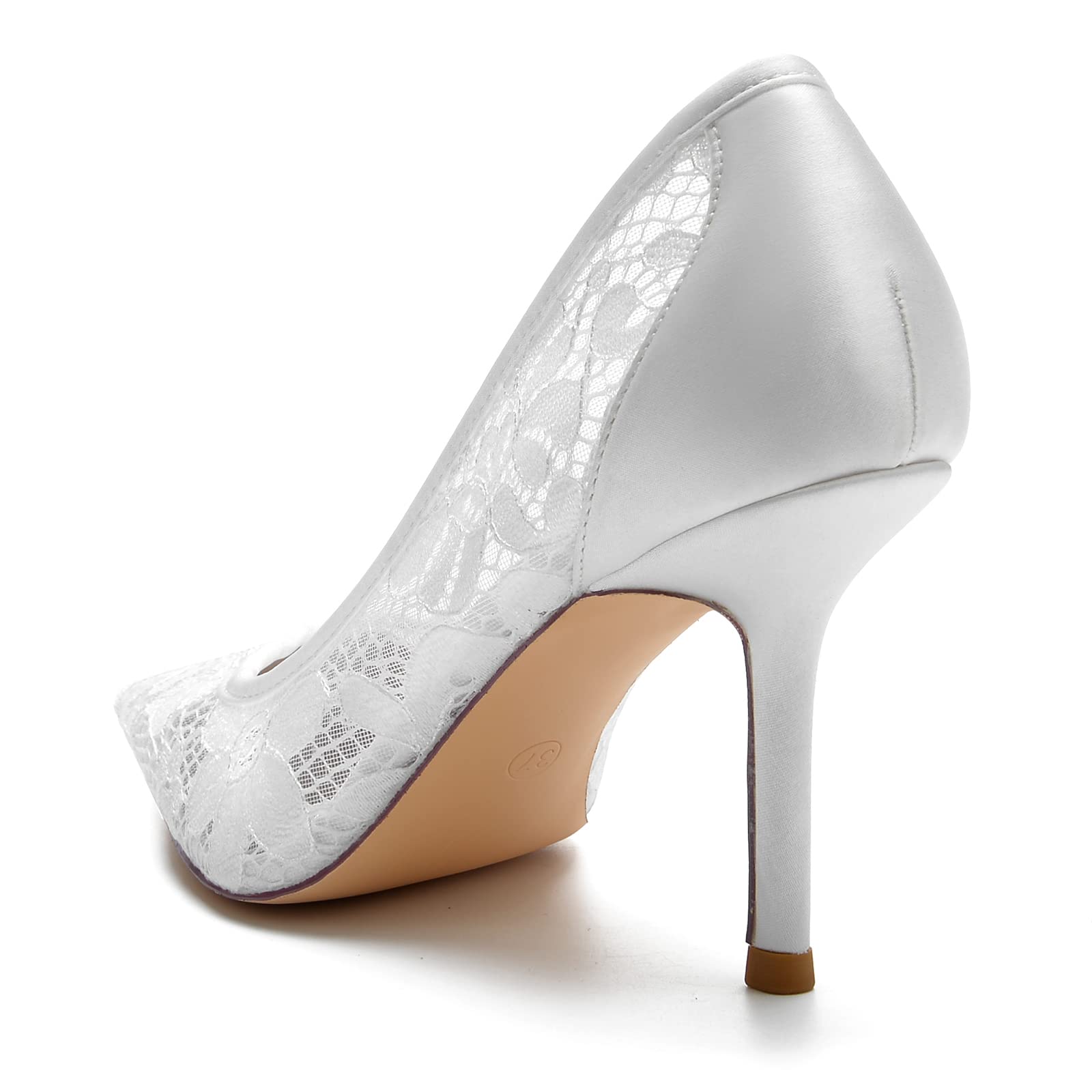 Sandalias De Tacón De Aguja para Novias De Satén con Punta 8,5 Cm