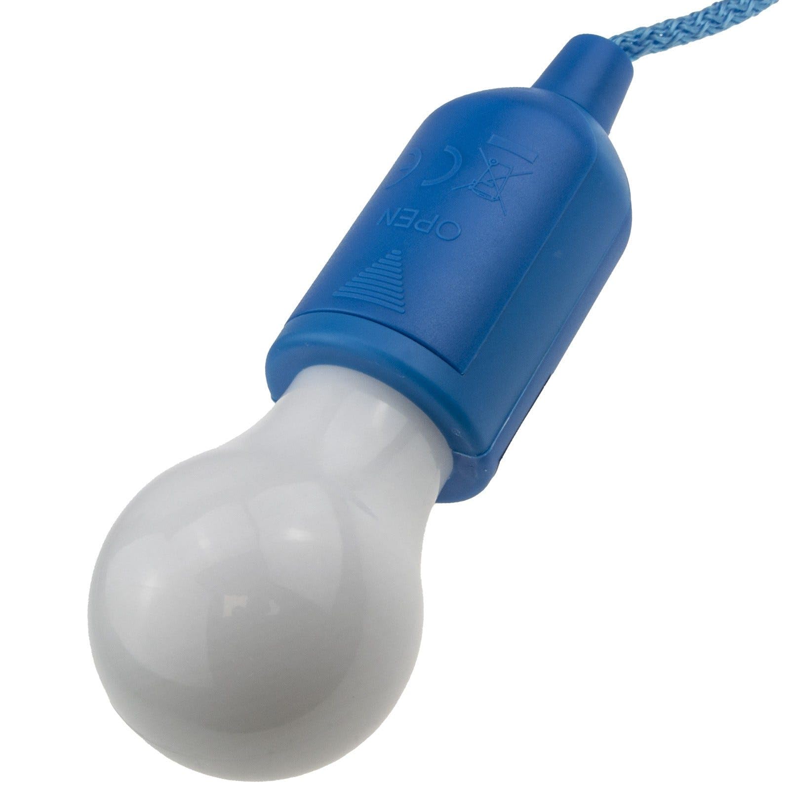 kenable Battery Powered LED Light Bulb 50 Lumens Pull Cord On/Off for Sheds Tents Cupboards Garages - Blue