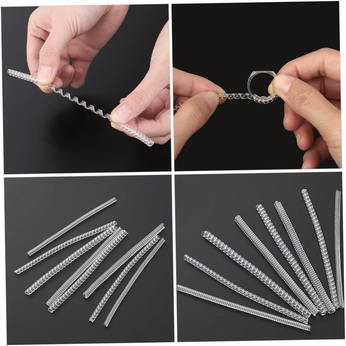 BELLIFFY 12pcs Ring Adjuster Jewelry Tightener Tool Transparent PU Reducer for Loose Rings Comfortable and Invisible