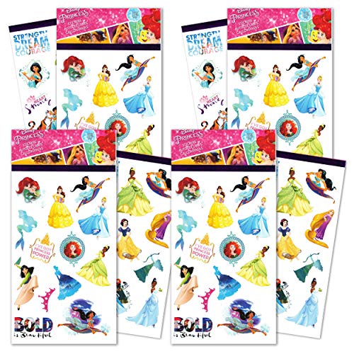 Disney Princess Stickers 4 Pack ~ 100 Disney Princess Stickers for Princess Party Favors Party Supplies Princess Birthdays and More (Princess Stickers for Girls)
