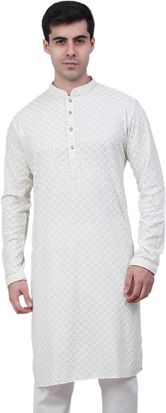 JompersMen's Chikankari Embroidered and Sequence Kurtas