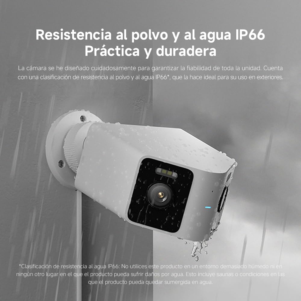 XIAOMI CW100 Cámara Vigilancia Exterior WiFi 2K 3MP Doble Lente | IP66 Impermeable, Visión Nocturna Color, Wi-Fi6, Audio Bidireccional, Alarma Luz Sonido, IA Detección Personas Vehículos