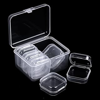 6 Pieces Small Clear Plastic Beads Storage Containers Box with Hinged Lid for Storage, 6 Mini 1 Big Plastic Craft Storage Boxe for Small Items and Other Craft Projects