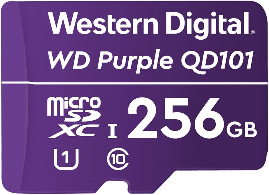 Western Digital WD Purple SC QD101 256GB Smart Video Surveillance microSDXC Card, Ultra Endurance Up to 128 TBW