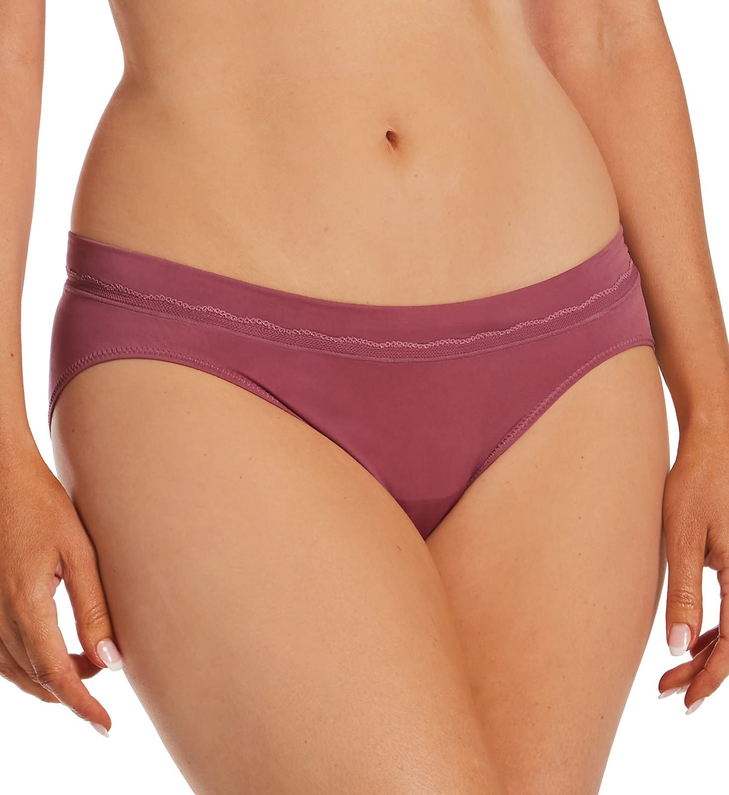 BaliWomen's One Smooth U Modern Microfiber Bikini Panty, DFMMBK, Rustic Berry Red, 6