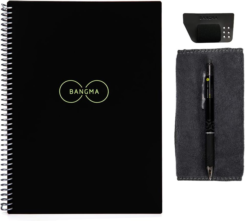 Bangma Reusable Smart Notebook Digital Journal Erasable Wirebound Notebook with Erasable Gel Pens + Drawing Gifts, B5(10 x 7.5 In), Make Mistakes Disappear Office Product
