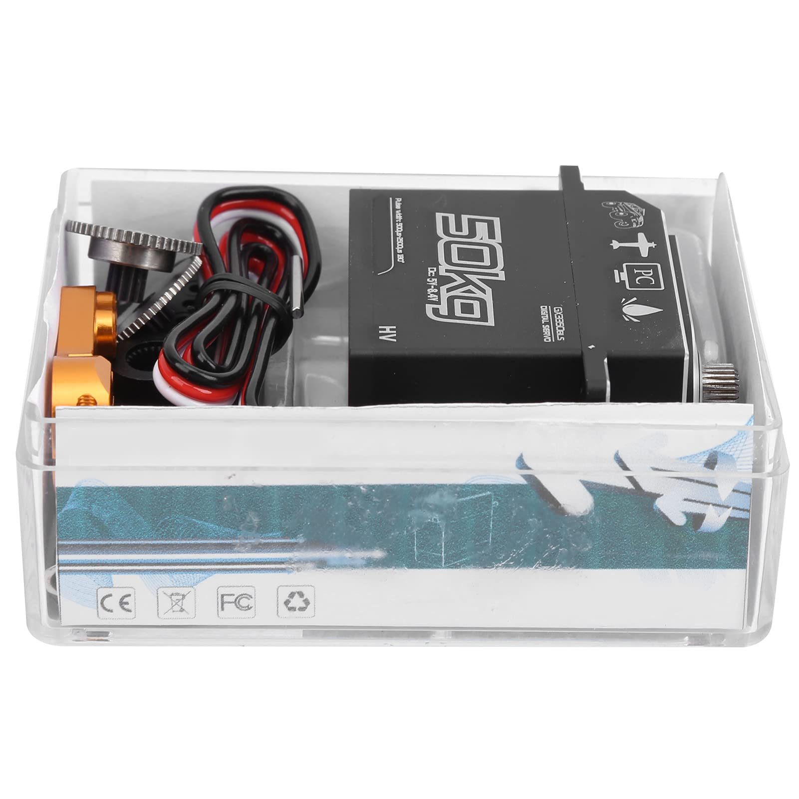 50 KG Engranajes de Acero Inoxidable a Prueba de Agua Servo Digital de Alto Torque con Motor sin escobillas para 1/10 1/8 RC Barco Coche Carcasa de aleación de Aluminio Neg