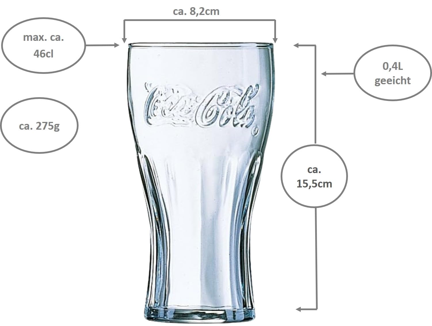 Arcoroc Cola Konturglas 37cl - 0,3 l geeicht - 6 sztuk - szklanki do coli