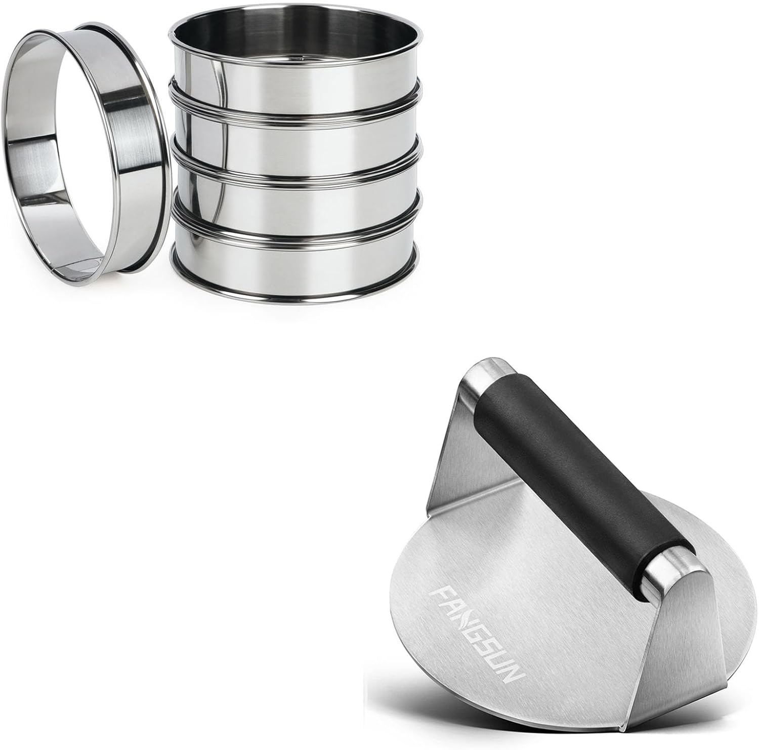 FANGSUN English Muffin Rings + Smashed Burger Press