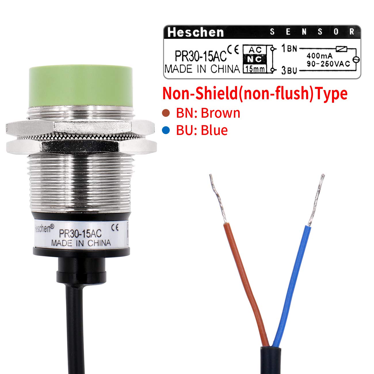 M30 long distance metal proximity switch induction 30MM cylindrical sensor DC three-wire 24V - 502 M30 long distance metal proximity switch induction 30MM cylindrical sensor DC three-wire 24V - 502