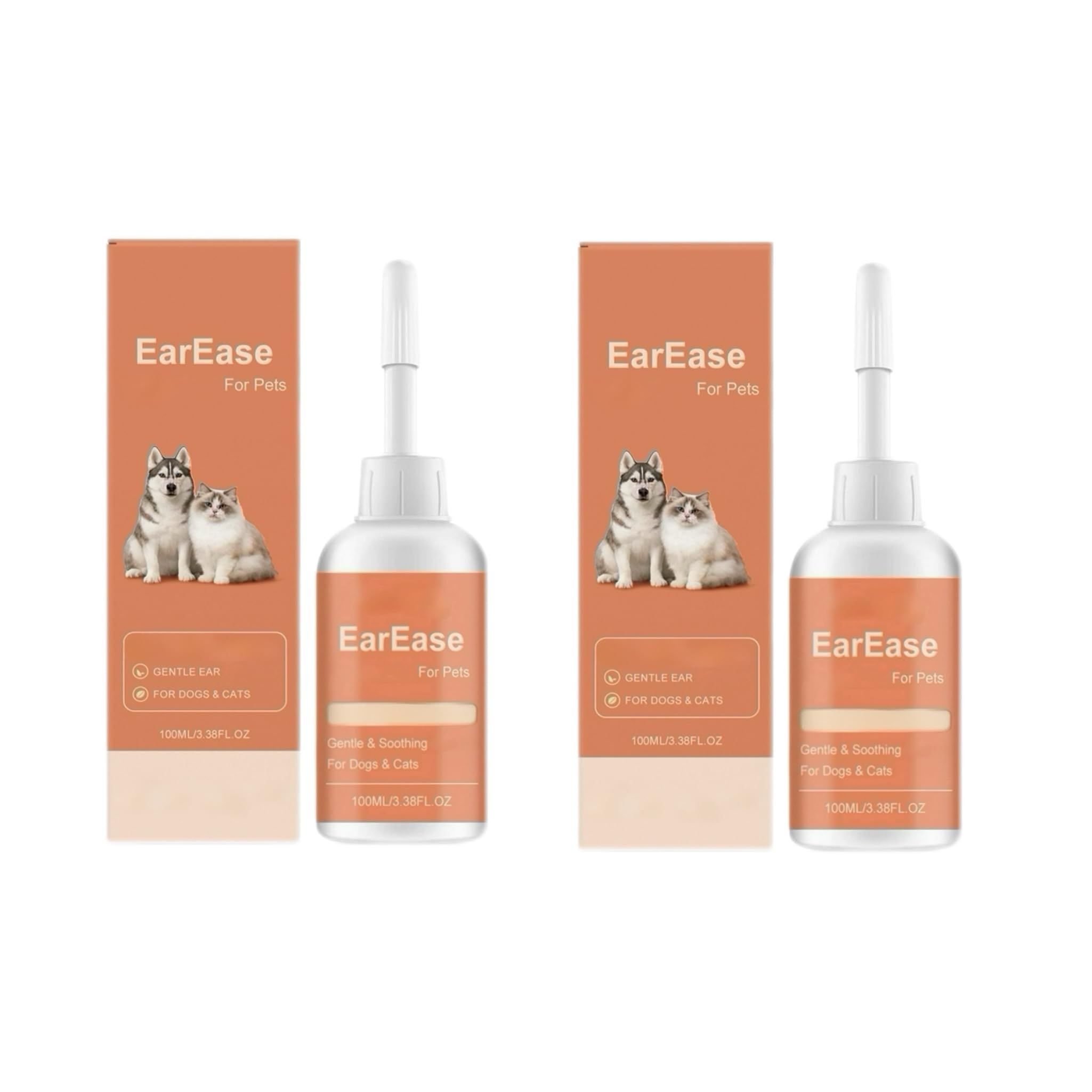 Natürliche Ohrenreinigung für Hunde & Katzen | Sanfte tägliche Reinigung von Ohrenschmalz, Schmutz und Gerüchen | Feuchtigkeitsspendende Pflege für kleine bis große Hunde,2Pcs