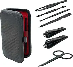 Kit Estojo Cortador De Unha Premium 7 Peças - Edição Black